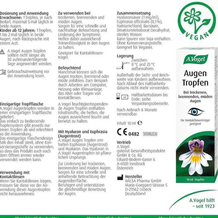 A.VOGEL Augen-Tropfen 6 Mon.n.Öffnen haltbar, 10 ml