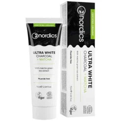 Bio Zahnpasta ultra white Aktivkohle Matcha Nordi., 75 ml