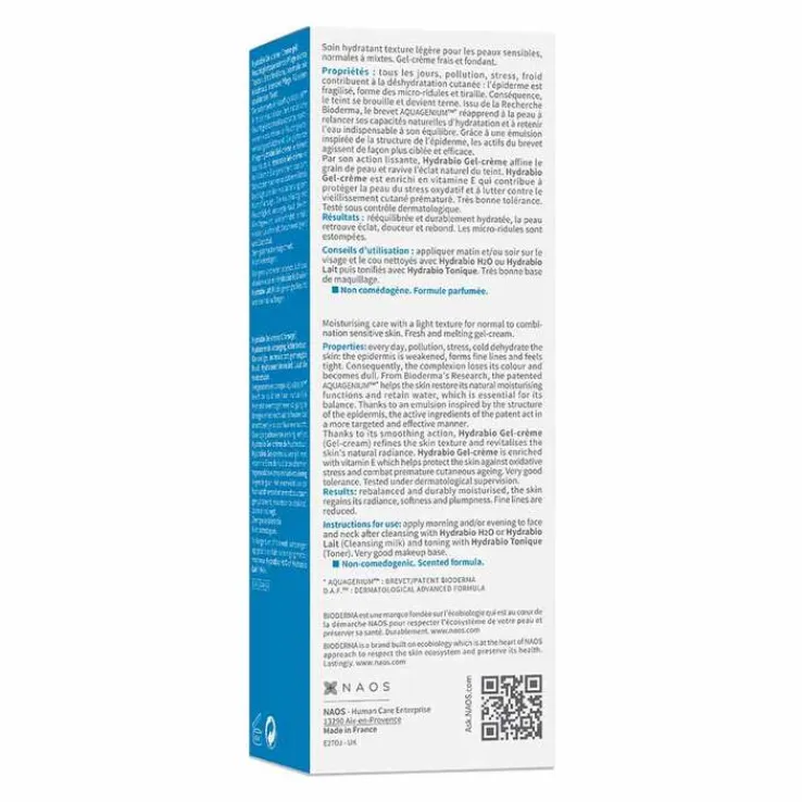 Bioderma Hydrabio Gel Creme für feuchtigkeitsarme, empfindliche, normale bis Mischhaut, 40 ml