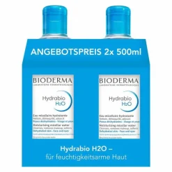 Bioderma Hydrabio H2O Mizellen-Reinigungslösung für feuchtigkeitsarme Haut, 2X500 ml