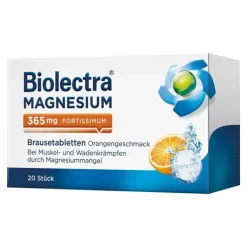 Biolectra® MAGNESIUM 365 mg fortissimum Brausetabletten Orangengeschmack, 20 St