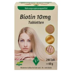 Biotin 10 mg hochdosiert vegan Tabletten, 240 St