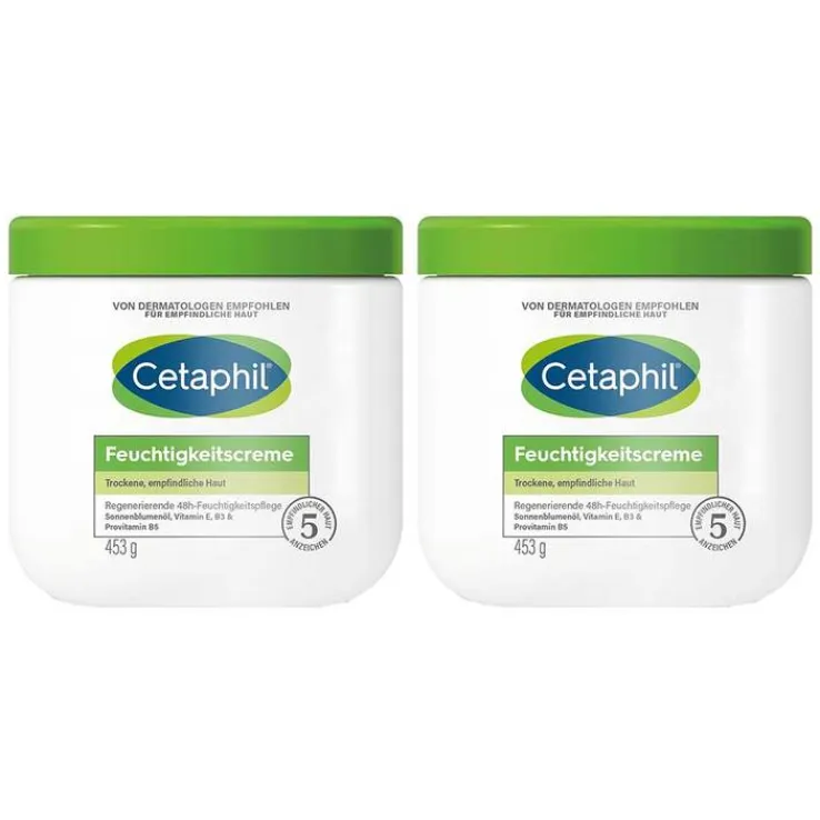 Cetaphil Feuchtigkeitscreme für trockene, empfindliche Haut, 2x456 ml