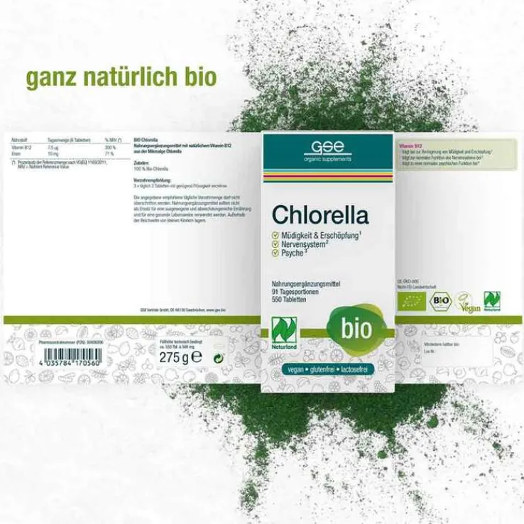 Chlorella 500 mg Bio Naturland Tabletten, 550 St