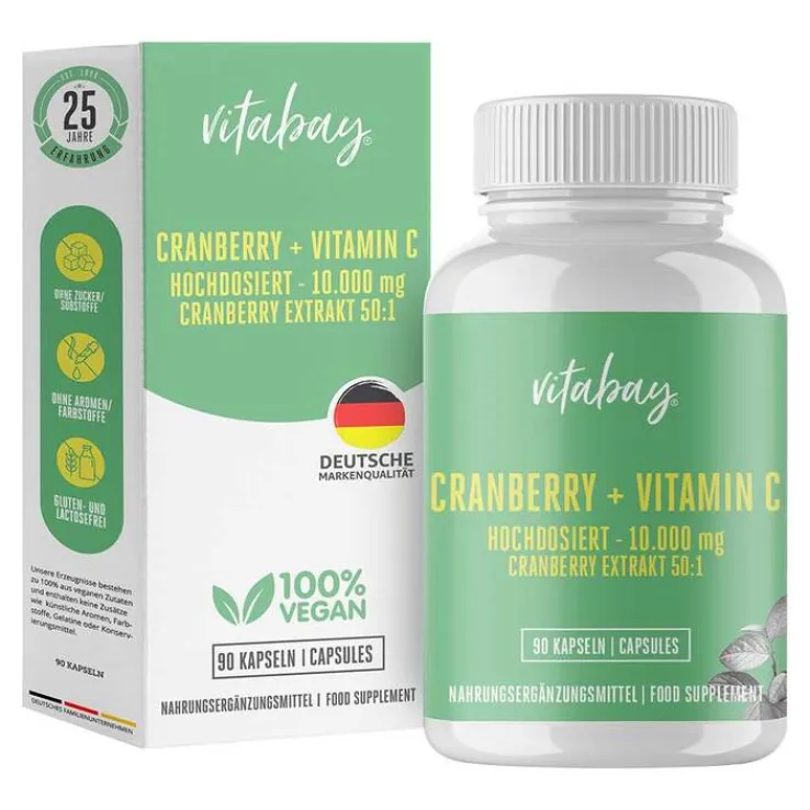 Cranberry + Vitamin C 10.000 mg hochdosiert Kapseln, 90 St