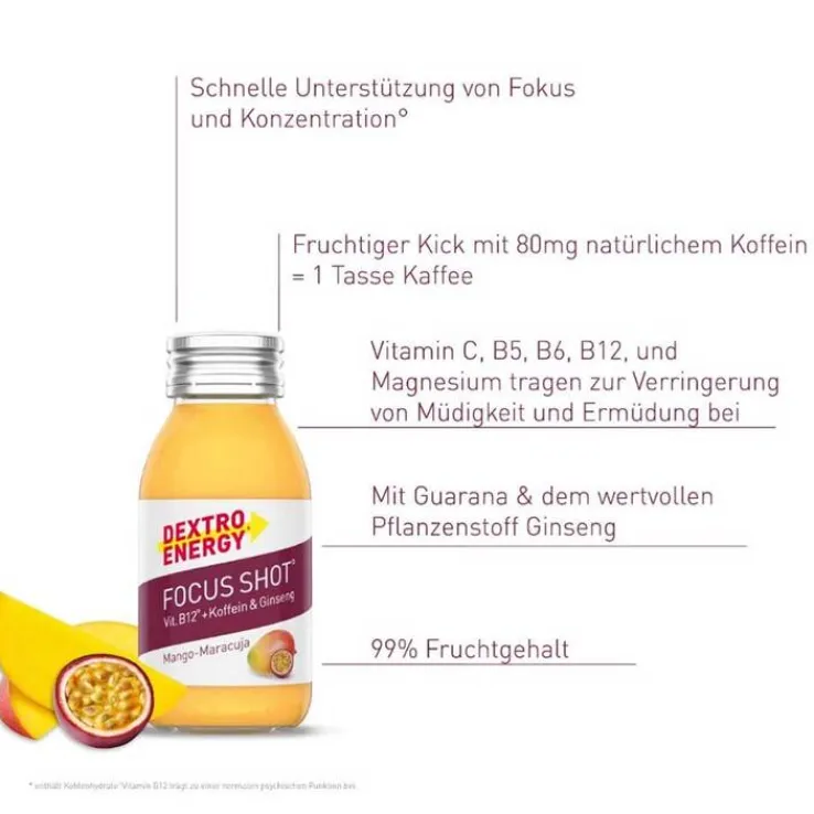 Dextro Energy Focus SHOT Mango-Maracuja, 60 ml