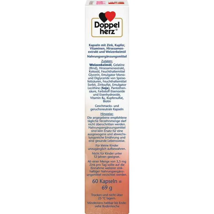 Doppelherz Haar Vital+Zink+Hirseextrakt Kapseln, 60 St
