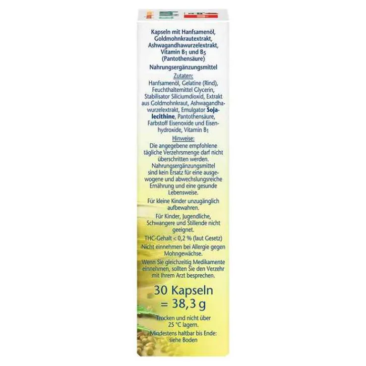 Doppelherz Hanföl + Goldmohn + Ashwagandha Kapseln, 30 St