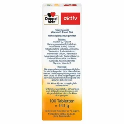 Doppelherz Vitamin C 1000 + D3 + Zink Depot Tabletten, 100 St