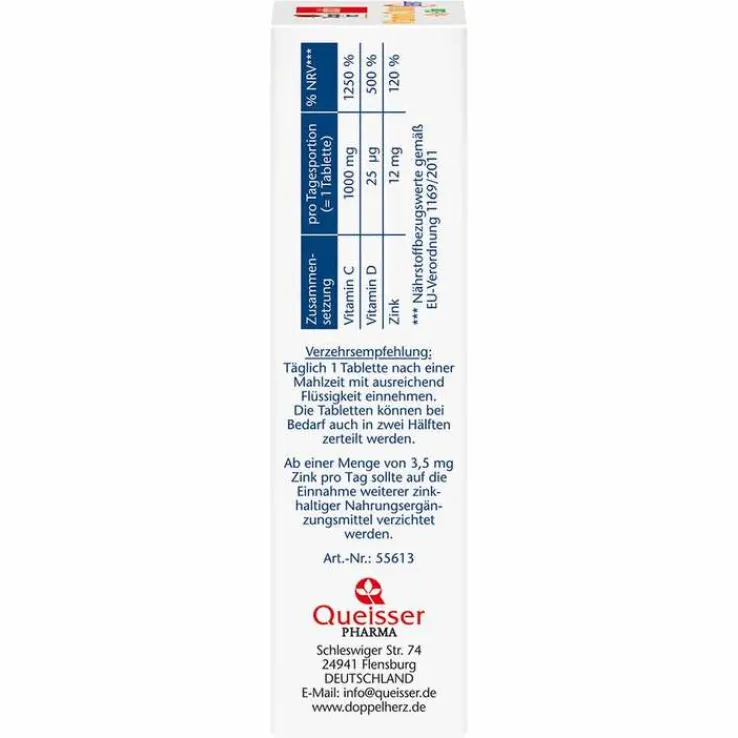 Doppelherz Vitamin C 1000 + D3 + Zink Depot Tabletten, 30 St