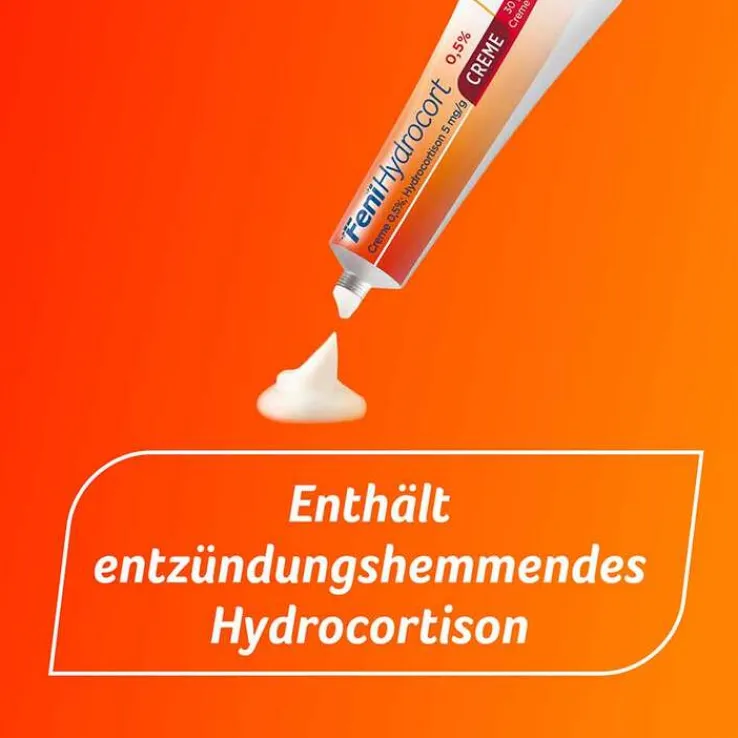 FeniHydrocort Creme 0,5 %, Hydrocortison 5 mg/g, wirksam bei Hautentzündungen, 30 g