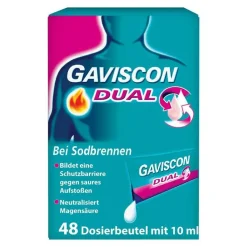 GAVISCON® Dual Suspension mit Zweifachwirkung gegen Sodbrennen, 48X10 ml