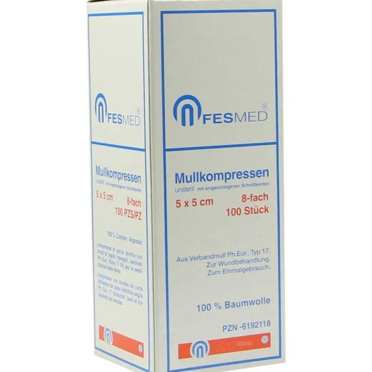 Mullkompressen ES 5x5 cm unsteril 8-fach, 100 St