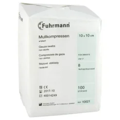 Mullkompressen 10x10 cm unsteril 8-fach, 100 St