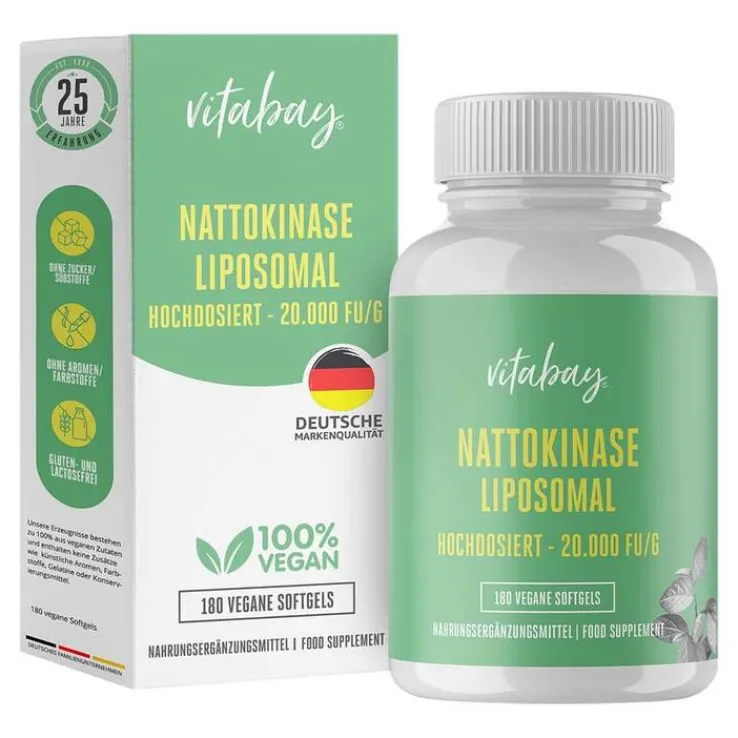 Nattokinase Hochdosiert 20.000 FU / g Weichkapseln, 180 St