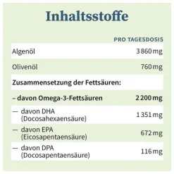 Omega-3 Vegan 2200mg mit 1351 DHA 672 EPA Algenöl Öl, 100 ml