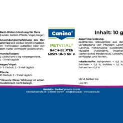 Petvital Bachblüten Nr.6 Globuli vet. (für Tiere), 10 g