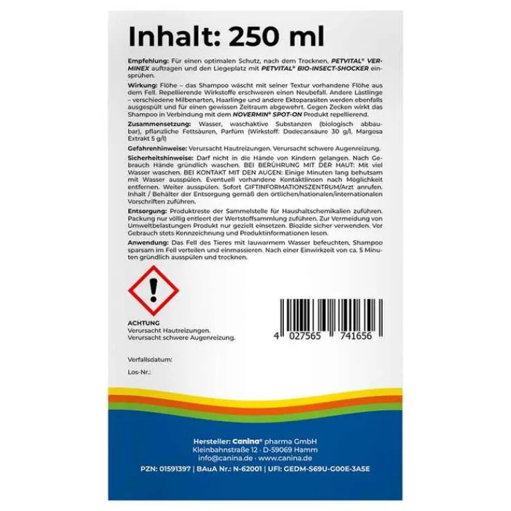 Petvital Verminex Shampoo vet. (für Tiere), 250 ml