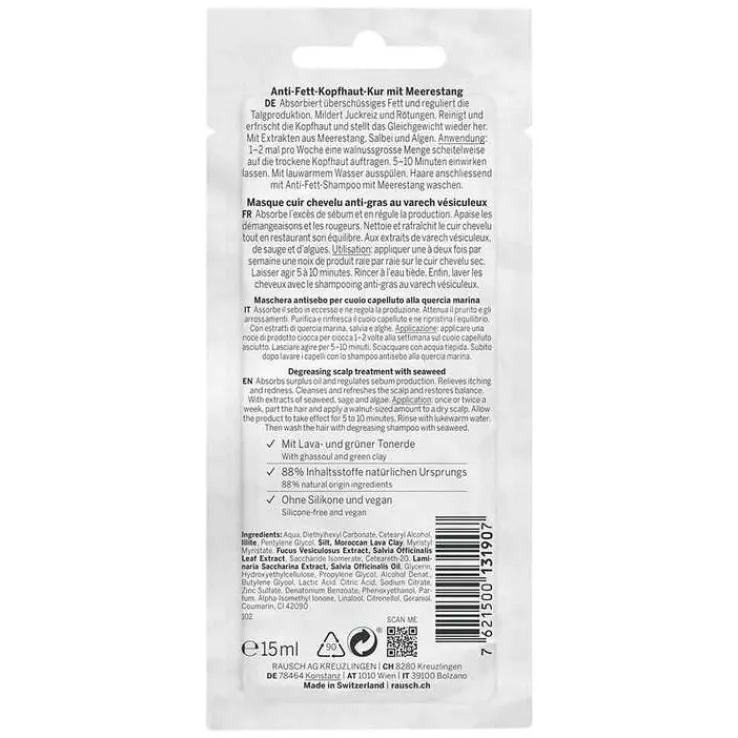 Rausch Anti-Fett-Kopfhaut-Kur mit Meerestang beutel , 15 ml