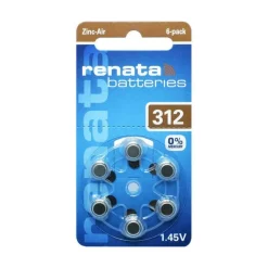 Renata Hörgeräte Batterien ZA 312 DP6 0% HG, 6 St