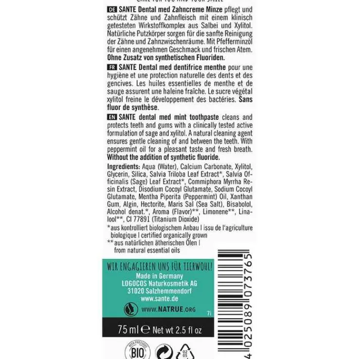 Sante Dental Med Zahncreme Minze, 75 ml