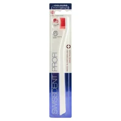 Swissdent Profi Colours Zahnbürste soft-medium weiß / rot, 1 St