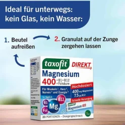 Taxofit Magnesium 400 + B1 + B6 + B12 + Folsäure 800 Granulat, 20 St