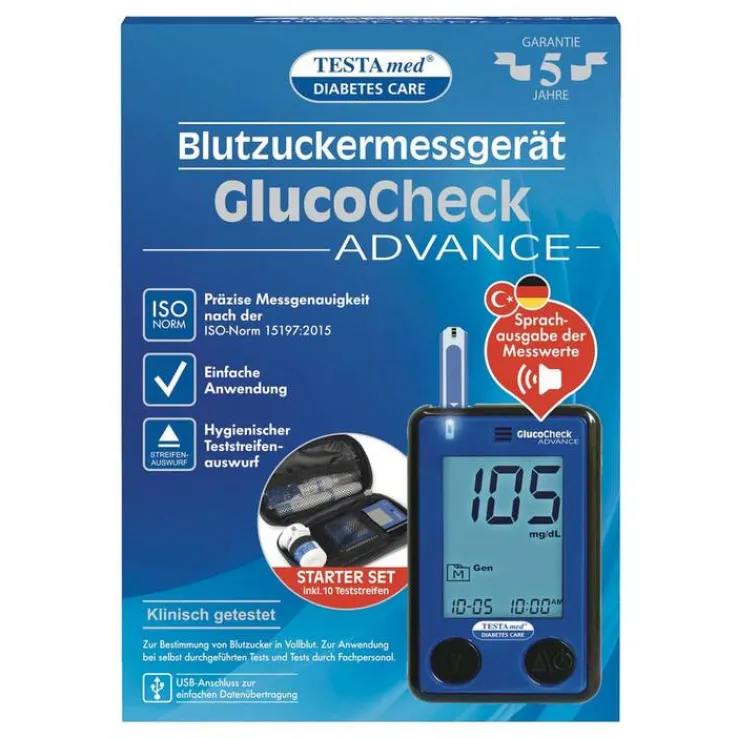 Testamed Glucocheck Advance Starter-Kit mg / dl mmol / l, 1 St