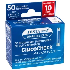TESTAmed® GlucoCheck ADVANCE Teststreifen mit 10 Soft-Lanzetten, 1 P