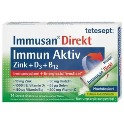 Tetesept Immusan Direkt Zink + D3 + B12 Granulat, 14 St