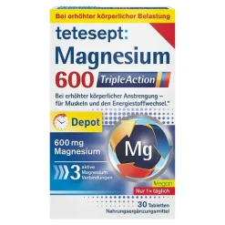 Tetesept Magnesium 600 Triple Action Filmtabletten, 30 St