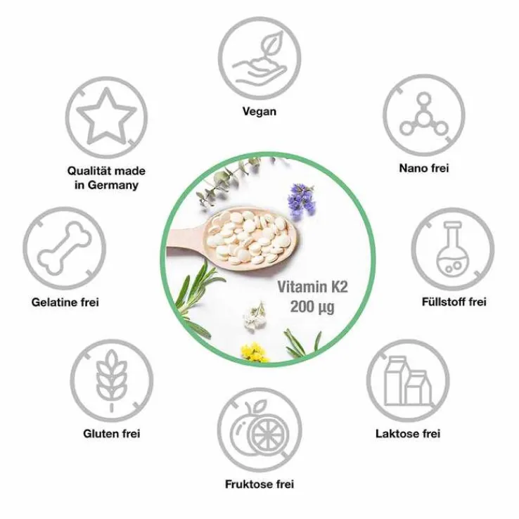 Vitamin K2 200 µg MK-7 vegan hochdosiert Tabletten, 90 St